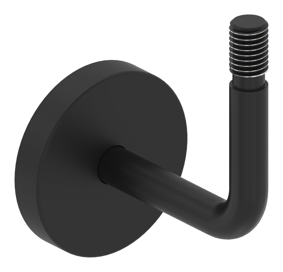 Handlaufhalter Außengewinde inkl. Abdeckrosette (Ronde und Bügel verschweißt), V2A RAL 9005 matt