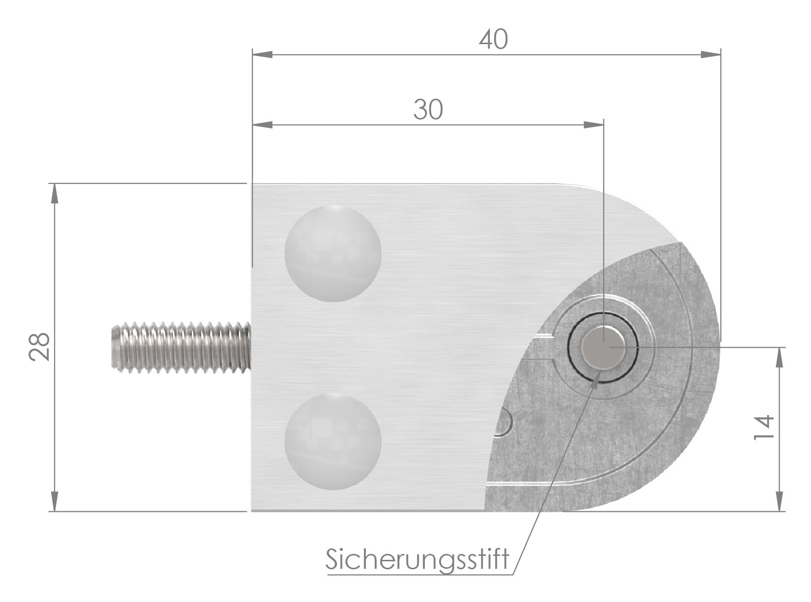 Glasklemme Mod. 16, Anschluss: 42,4mm, V4A Glasklemme Mod. 16, Anschluss: 42,4mm, V4A
