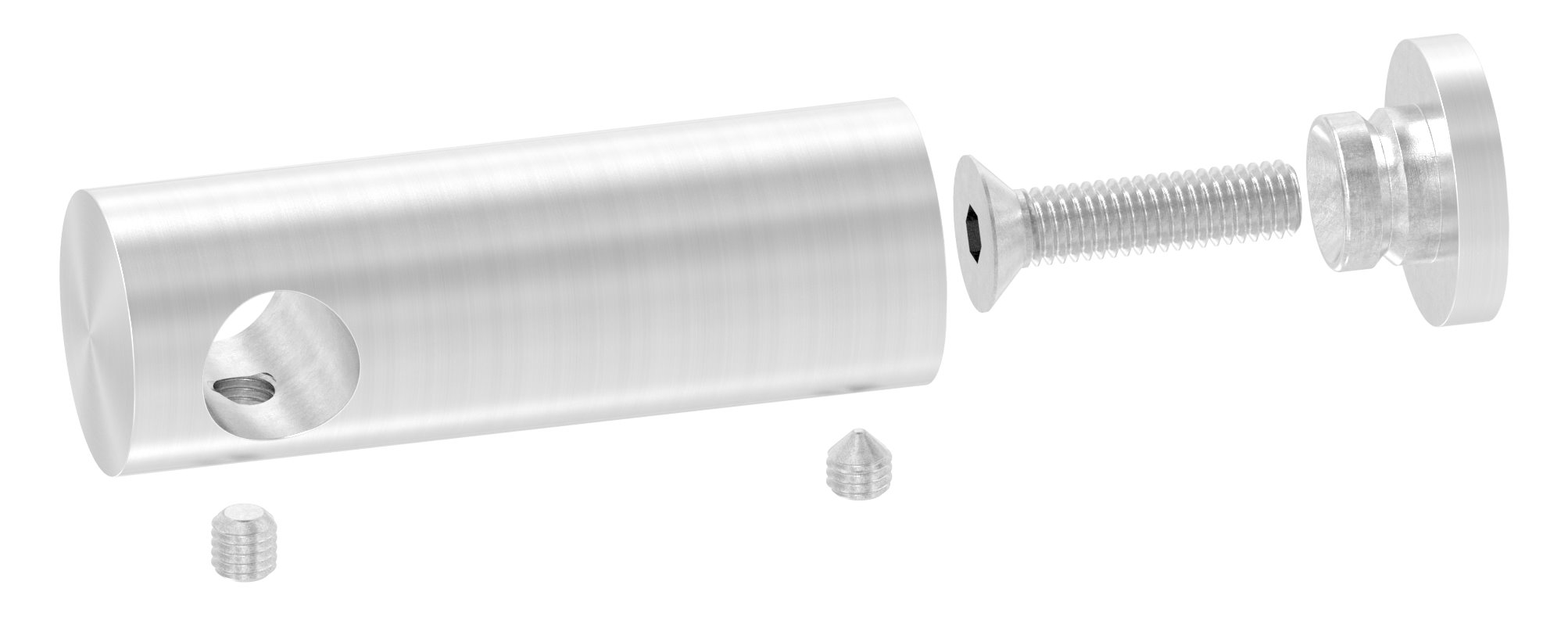 Querstabhalter verlängert, mit Durchgangsbohrung für geraden Anschluss, 12,2mm Bohrung, V2A