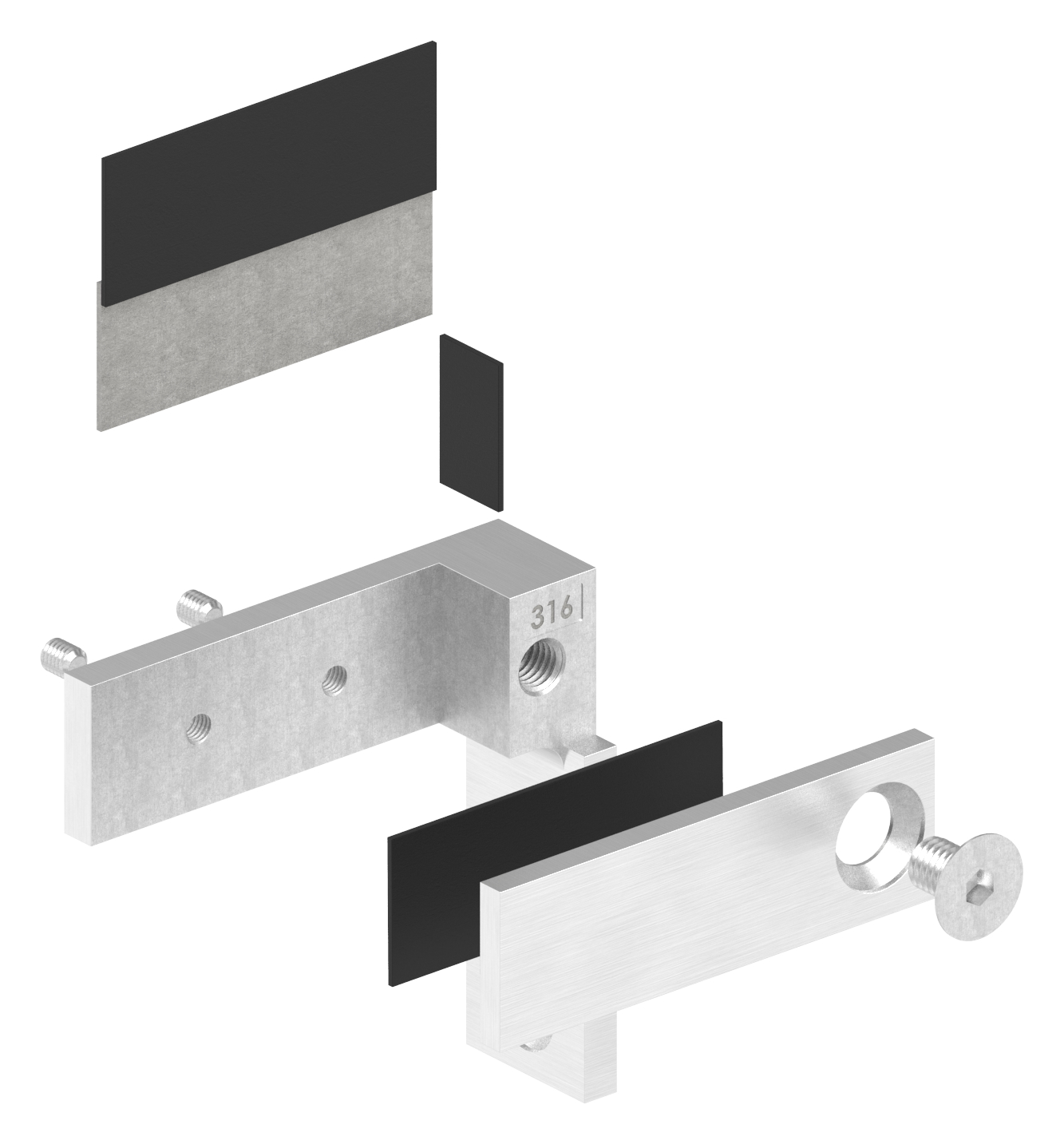 Glasverbinder für Wandmontage, für Glas 12 - 12,76mm, V4A