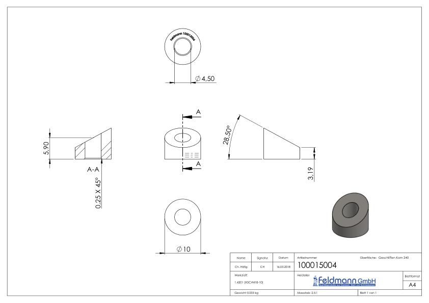 Formanschluss, für Gewinde M4, V2A