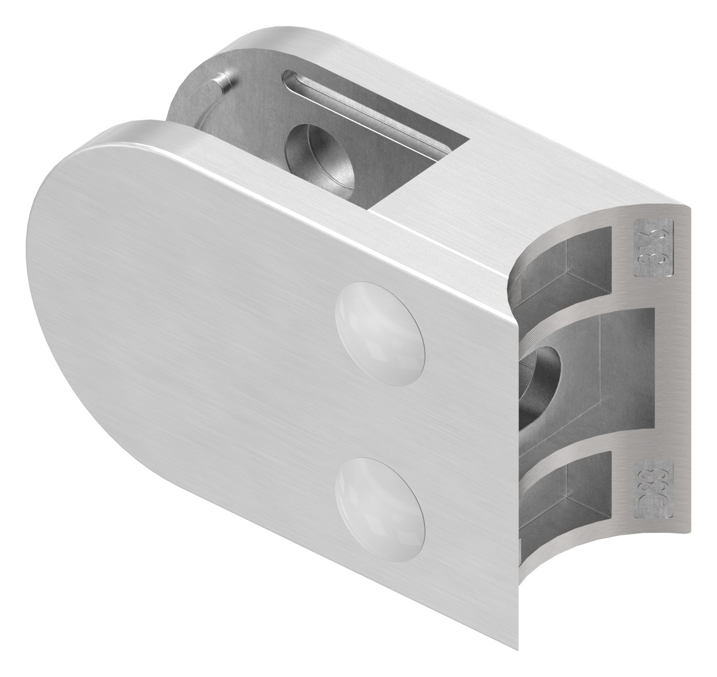 Glasklemme Mod. 38, Anschluss: 33,7mm, V4A Glasklemme Mod. 38, Anschluss: 33,7mm, V4A