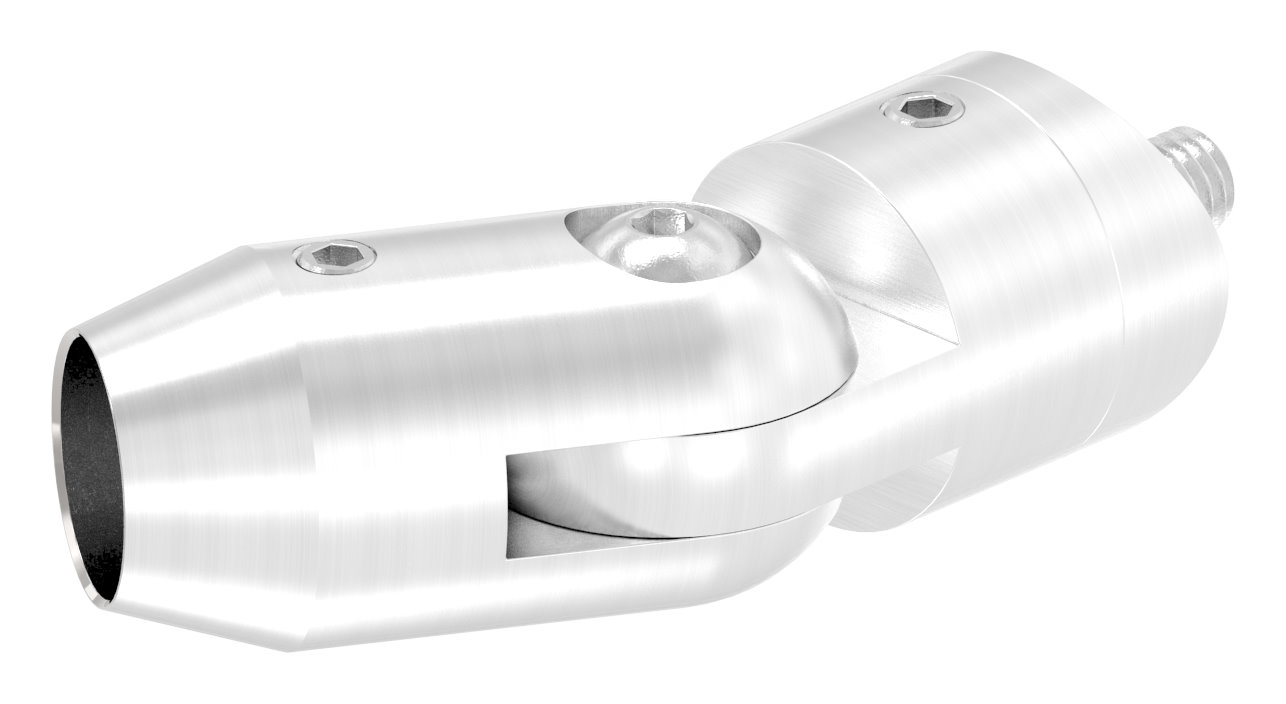 Querstabhalter mit Gelenk (zum Stoßen von vorne) 33,7mm Rohr, 14,2mm Bohrung, V2A