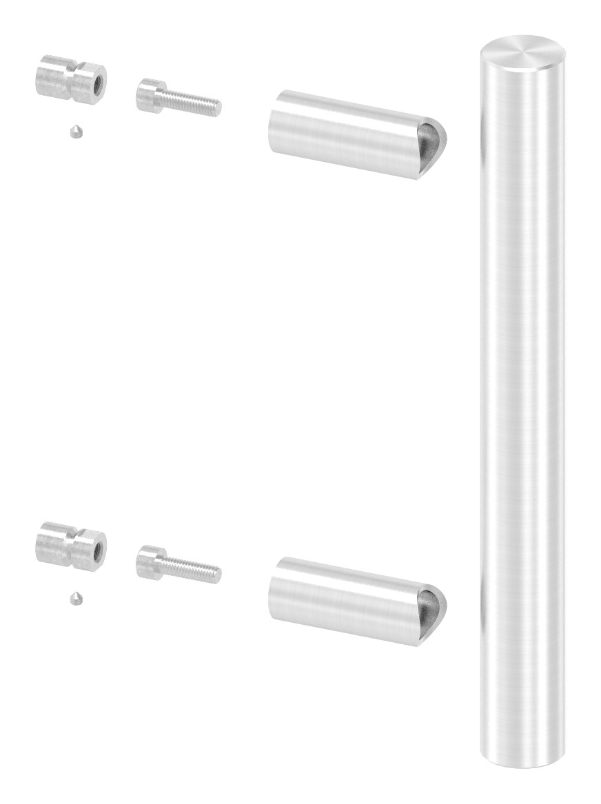 Stoßgriff inkl. Halter gerade mit L: 300mm, V2A Stoßgriff inkl. Halter gerade mit L: 300mm, V2A