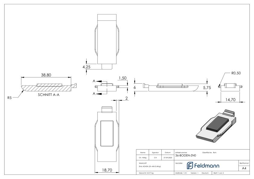 Sicherungsplatte für Mod. 36 - Zinkdruckguss