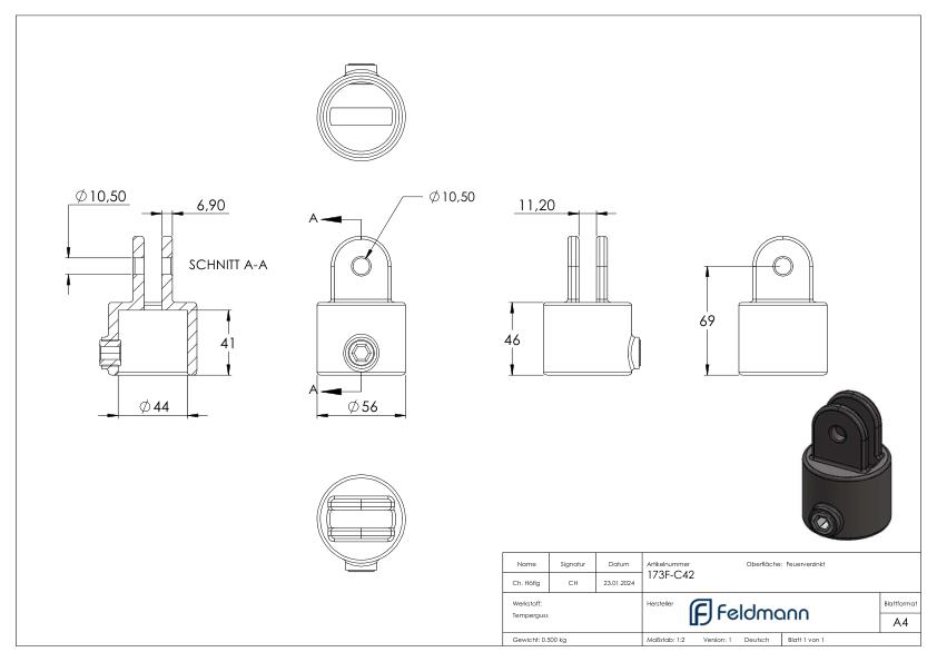 Gelenkhalter, für Rohr Ø 42,4mm