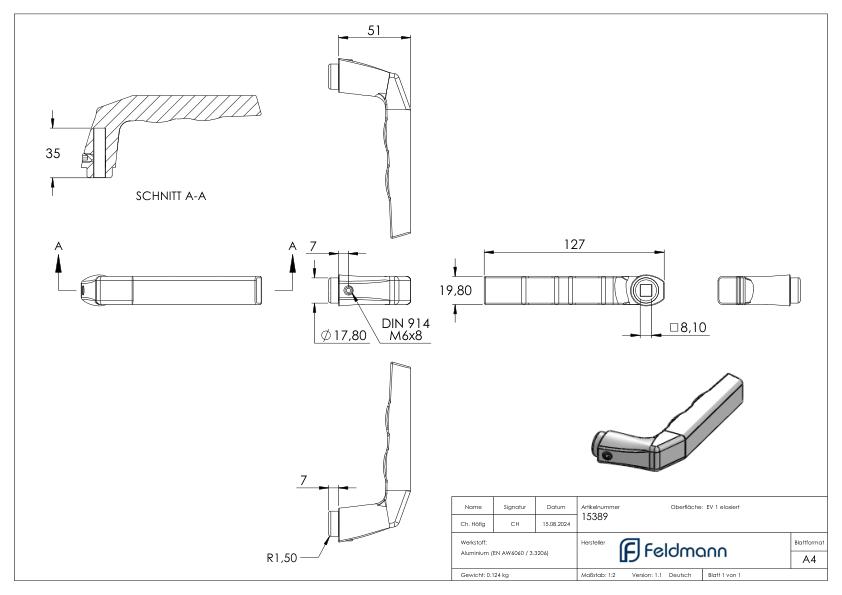 Türdrücker einzeln, Aluminium