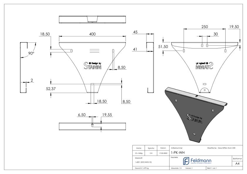 Wandhalter für Pflanzkübel (S / M / L), V2A Wandhalter für Pflanzkübel (S / M / L), V2A