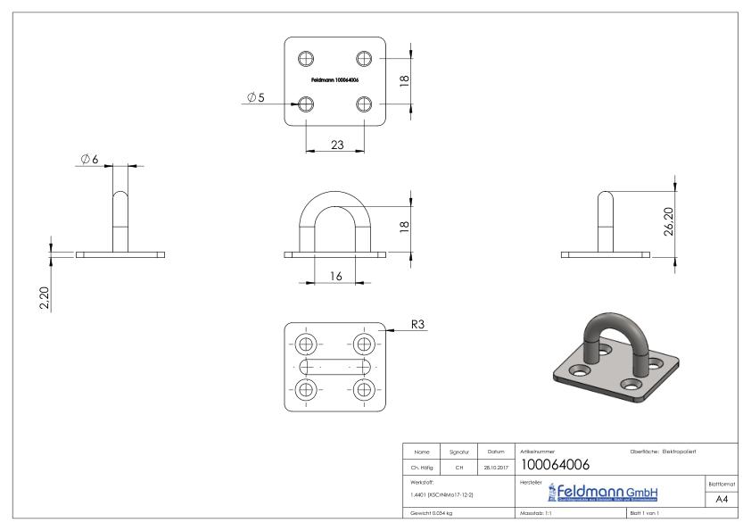 Befestigungsöse, Rundeisen: 6mm, V4A