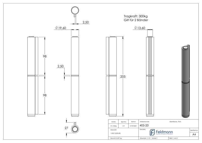 Anschweißband 2-teilig schwer