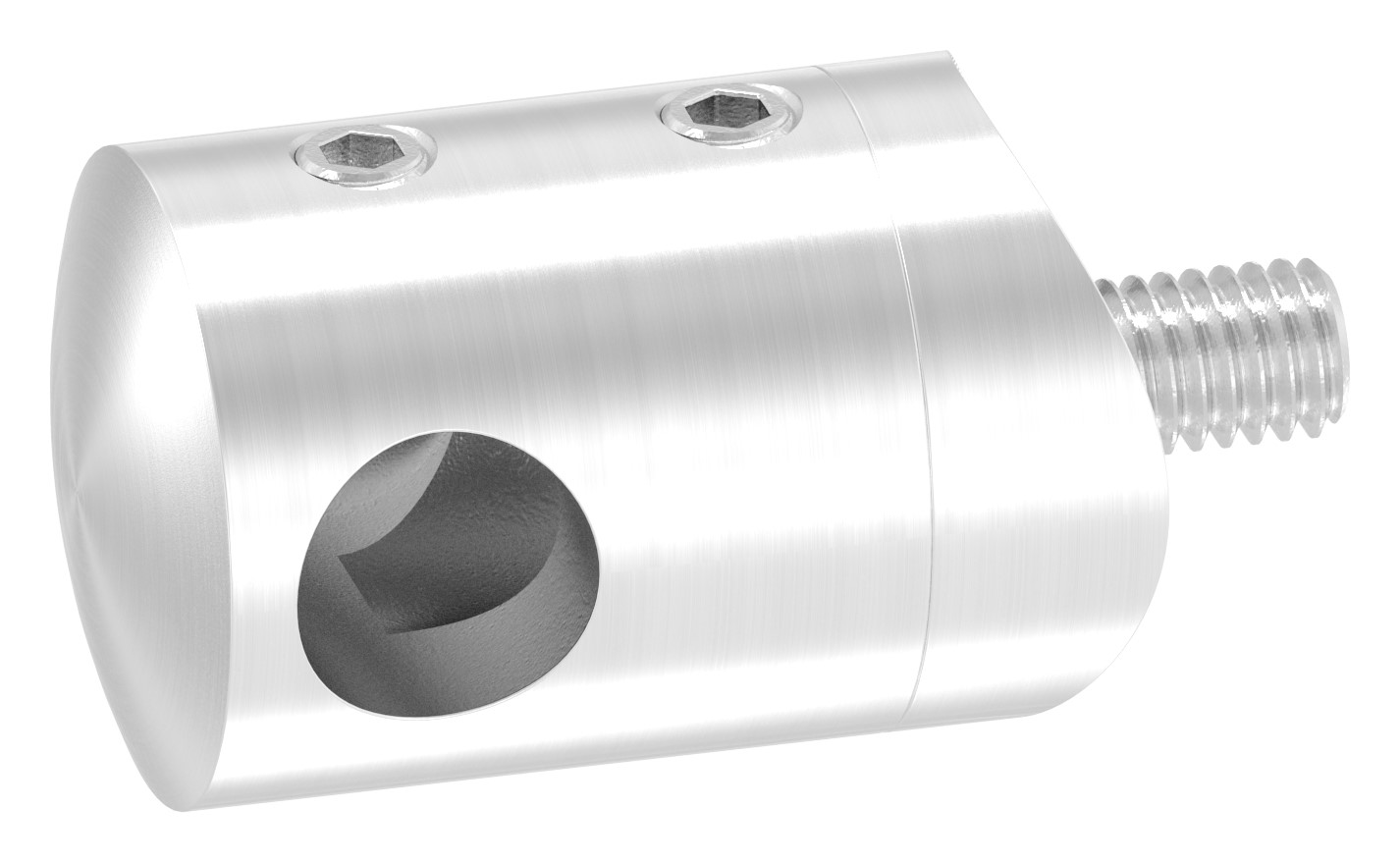 Querstabhalter für 33,7mm Rohr, Sackloch links 10,2mm, V2A