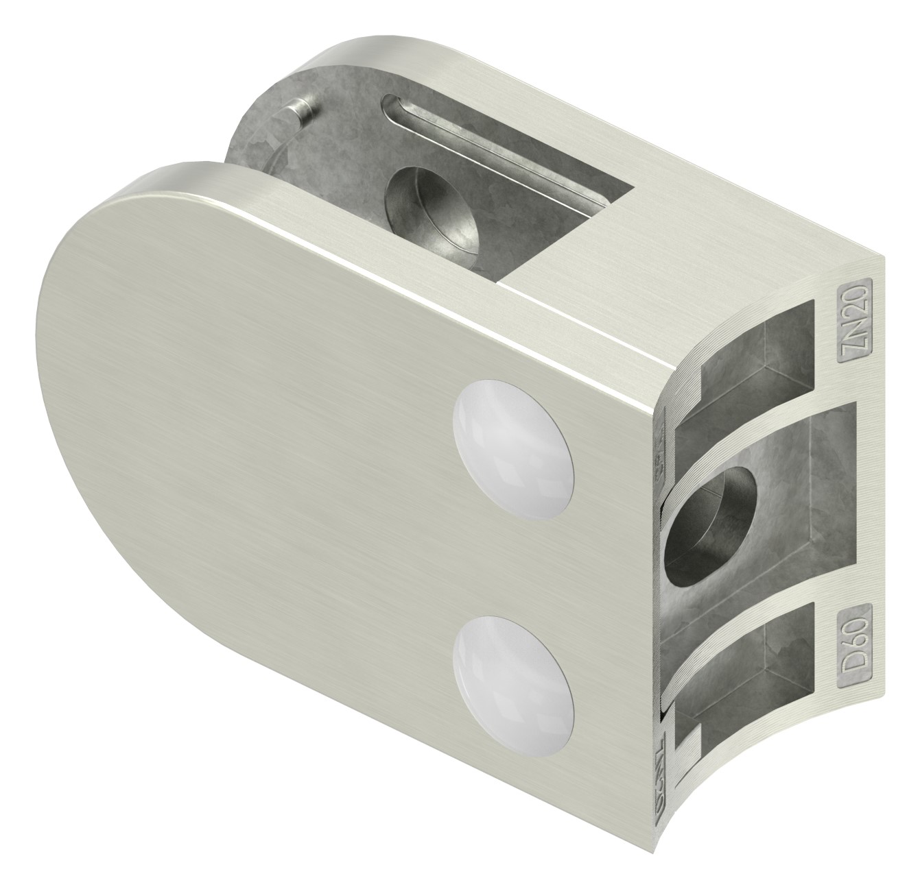 Glasklemme Mod. 38, Anschluss: 60,3mm, VA-Effekt Glasklemme Mod. 38, Anschluss: 60,3mm, VA-Effekt