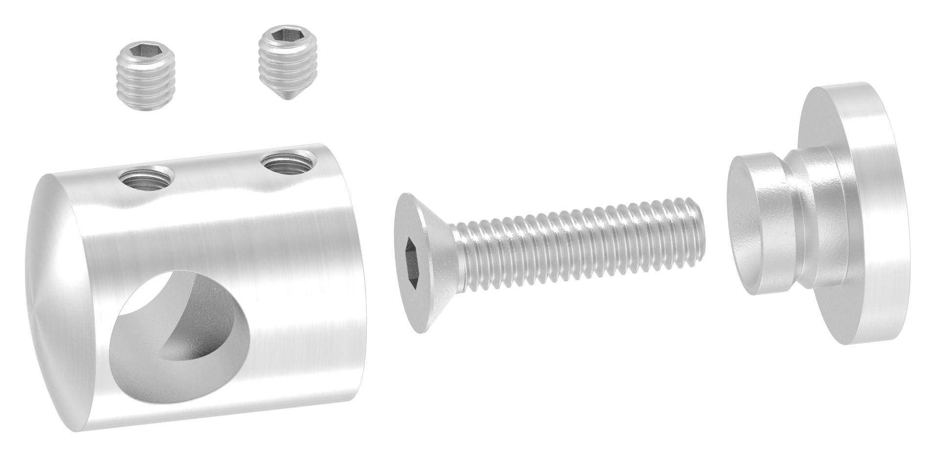 Querstabhalter für geraden Anschluss, 12,2mm Bohrung, V2A