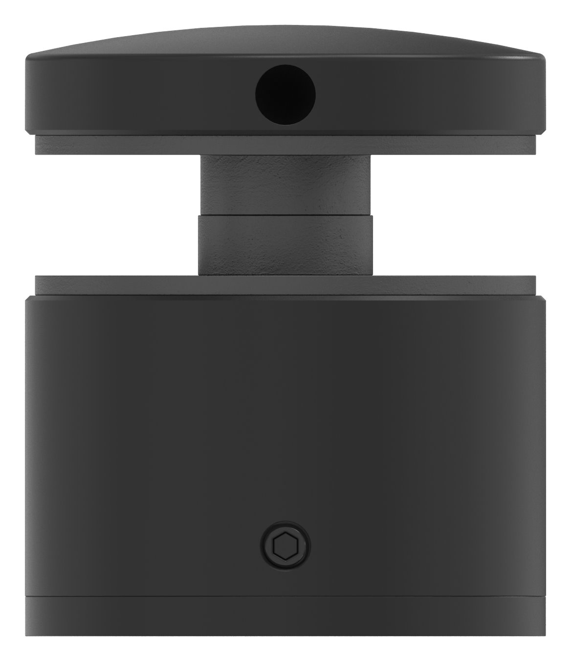 Glaspunkthalter 52mm, flach, verstellbar, V2A, pulverbeschichtet in RAL 9005 schwarz matt