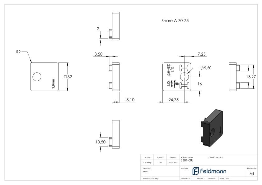1 Paar Gummi für Mod. 36, für Blech 1,5mm