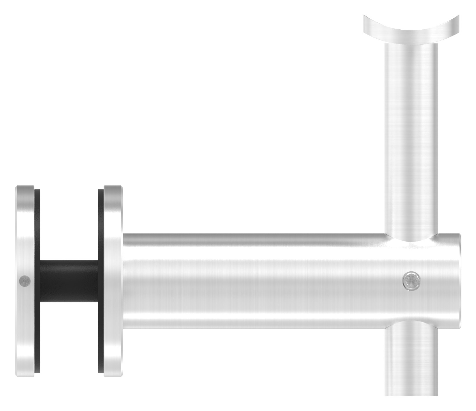 Handlaufhalter für Glas, Handlaufanschlussplatte 42,4mm, V2A