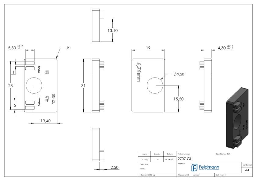 Gummi für Mod. 27, VSG-Glas 6,76mm