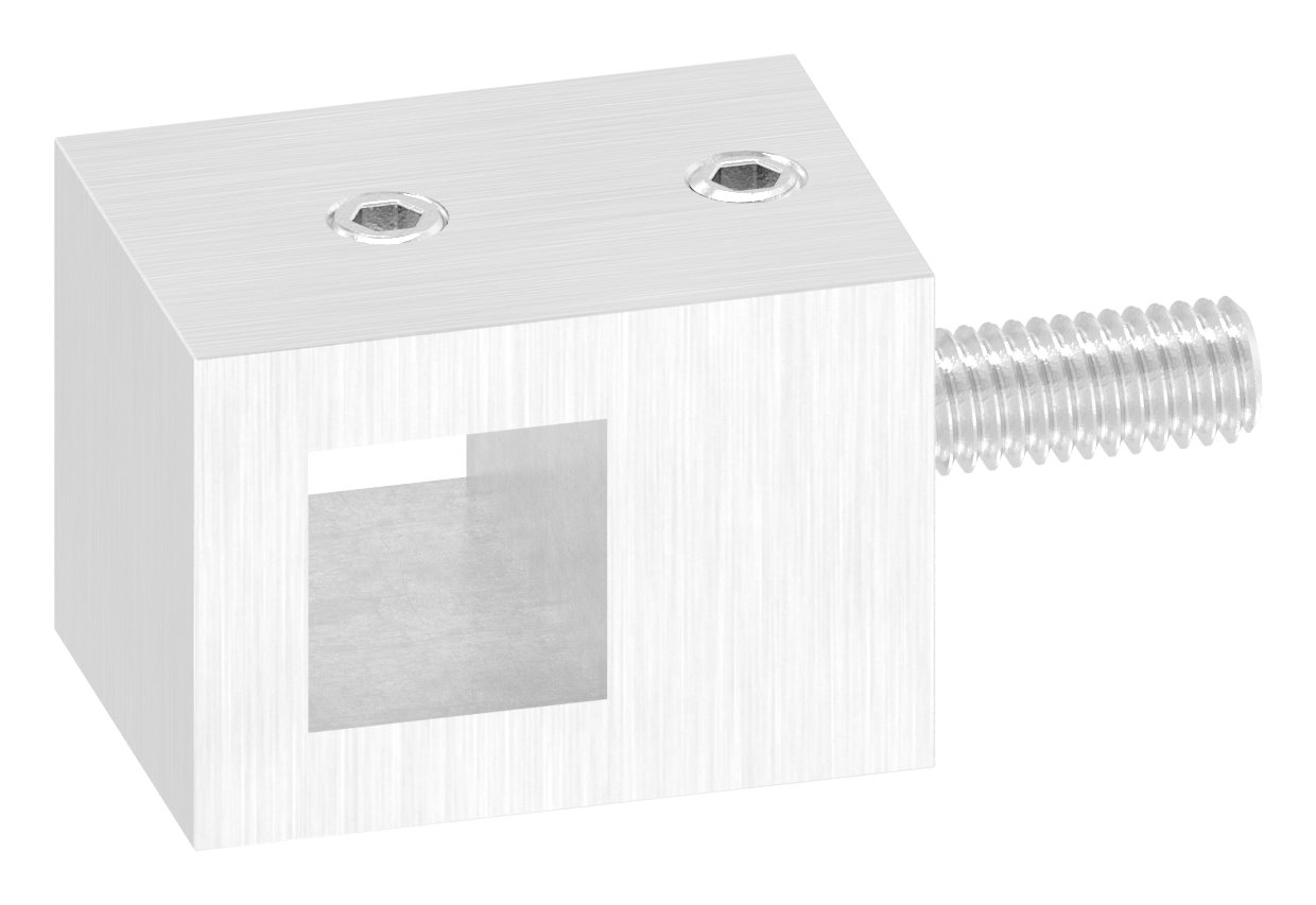 Querstabhalter für geraden Anschluss, 12x12mm Vierkant, V2A
