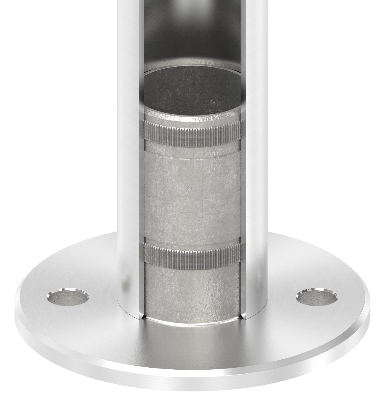 Wand- und Bodenanker mit Rändelung, für Rohr 42,4x2,0mm, V2A