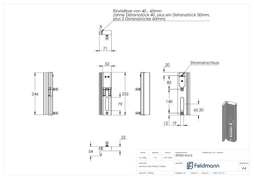 Elekterischer Öffner, MODULEC-SA-E - stomlos geschlossen- in Aluminium silber