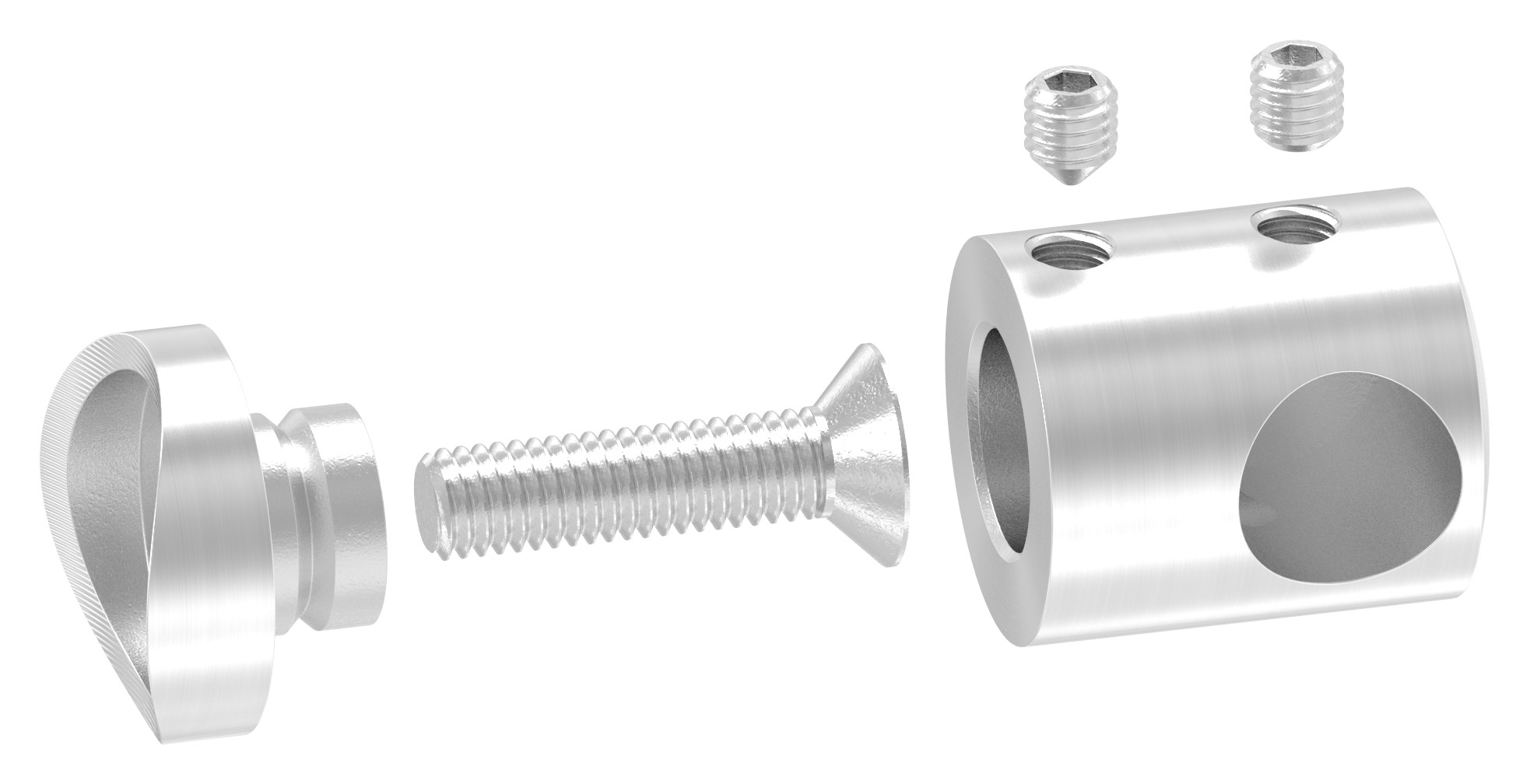 Querstabhalter für 42,4mm Rohr, Sackloch rechts 12,2mm, V2A