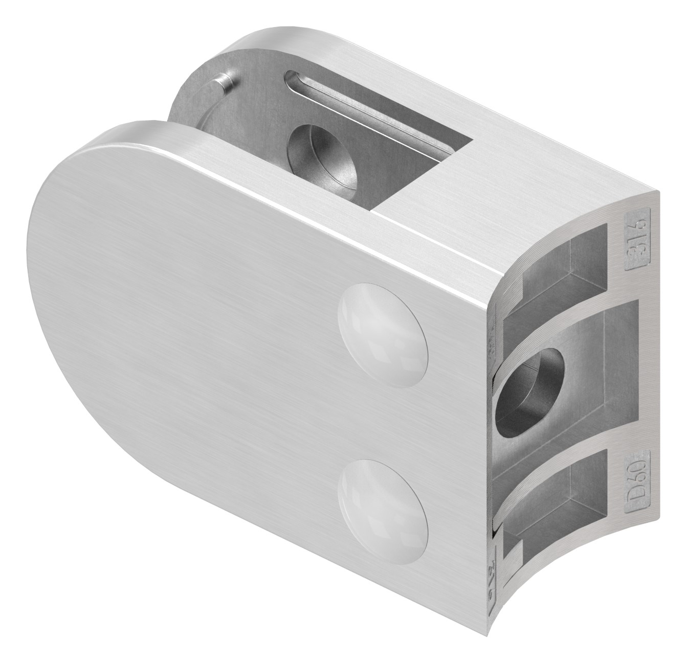 Glasklemme Mod. 38, Anschluss: 60,3mm, V4A Glasklemme Mod. 38, Anschluss: 60,3mm, V4A
