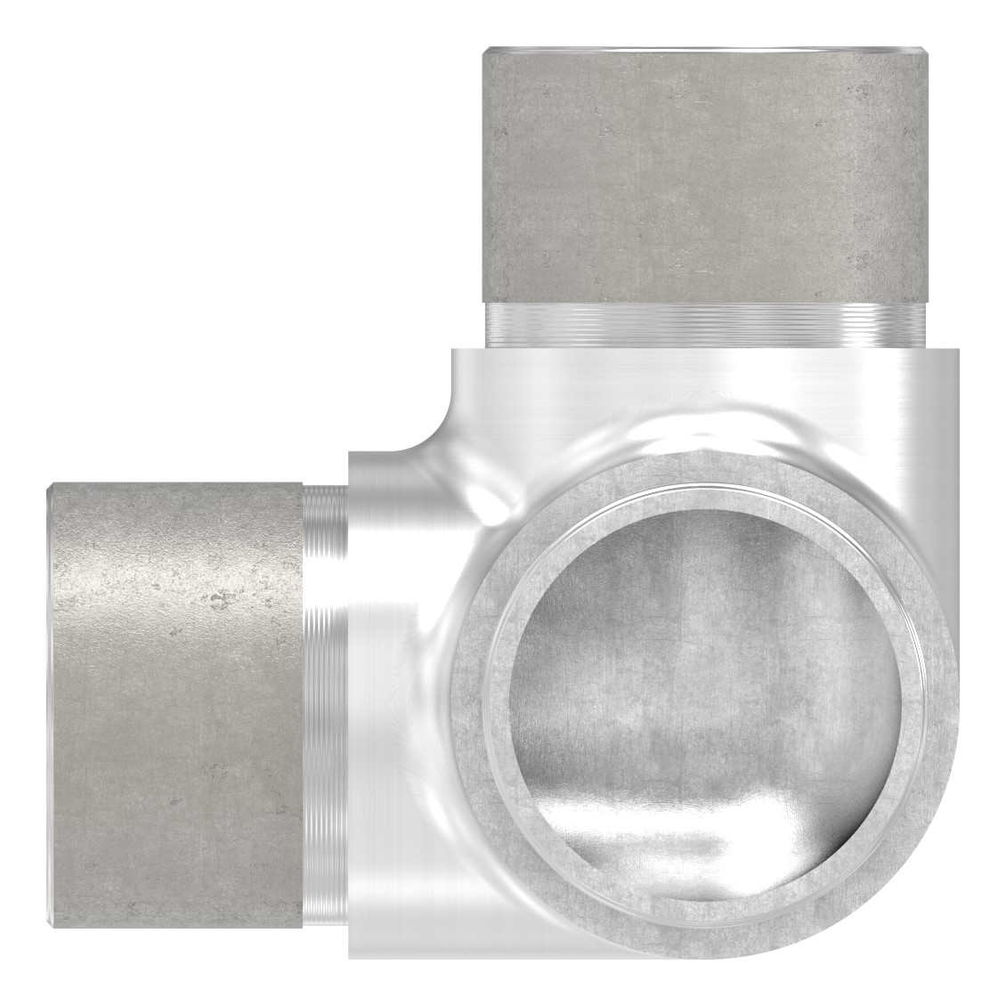 Ecke 90° mit Abgang, für Rohr 33,7x2,0mm, V2A