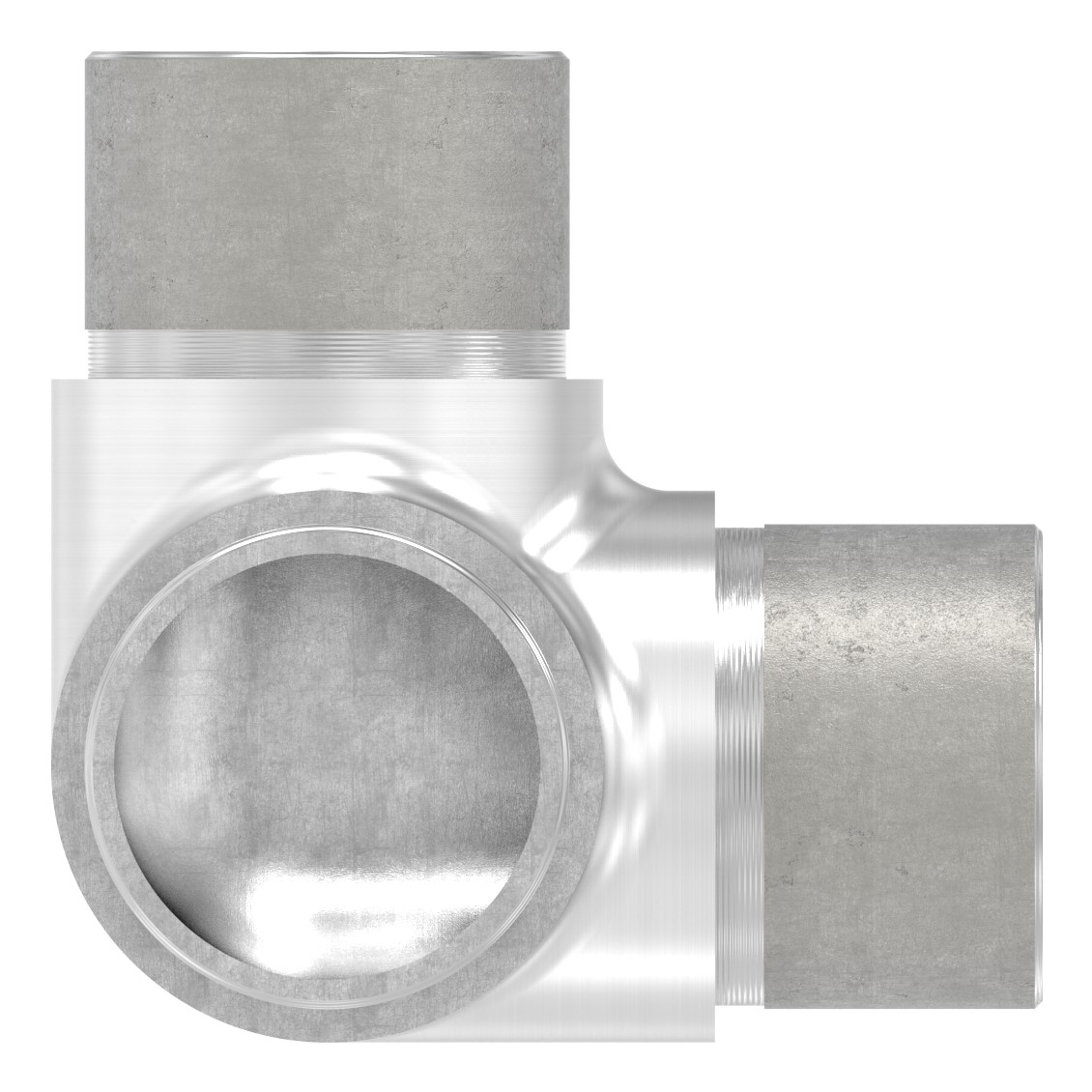 Ecke 90° mit Abgang, für Rohr 33,7x2,0mm, V2A