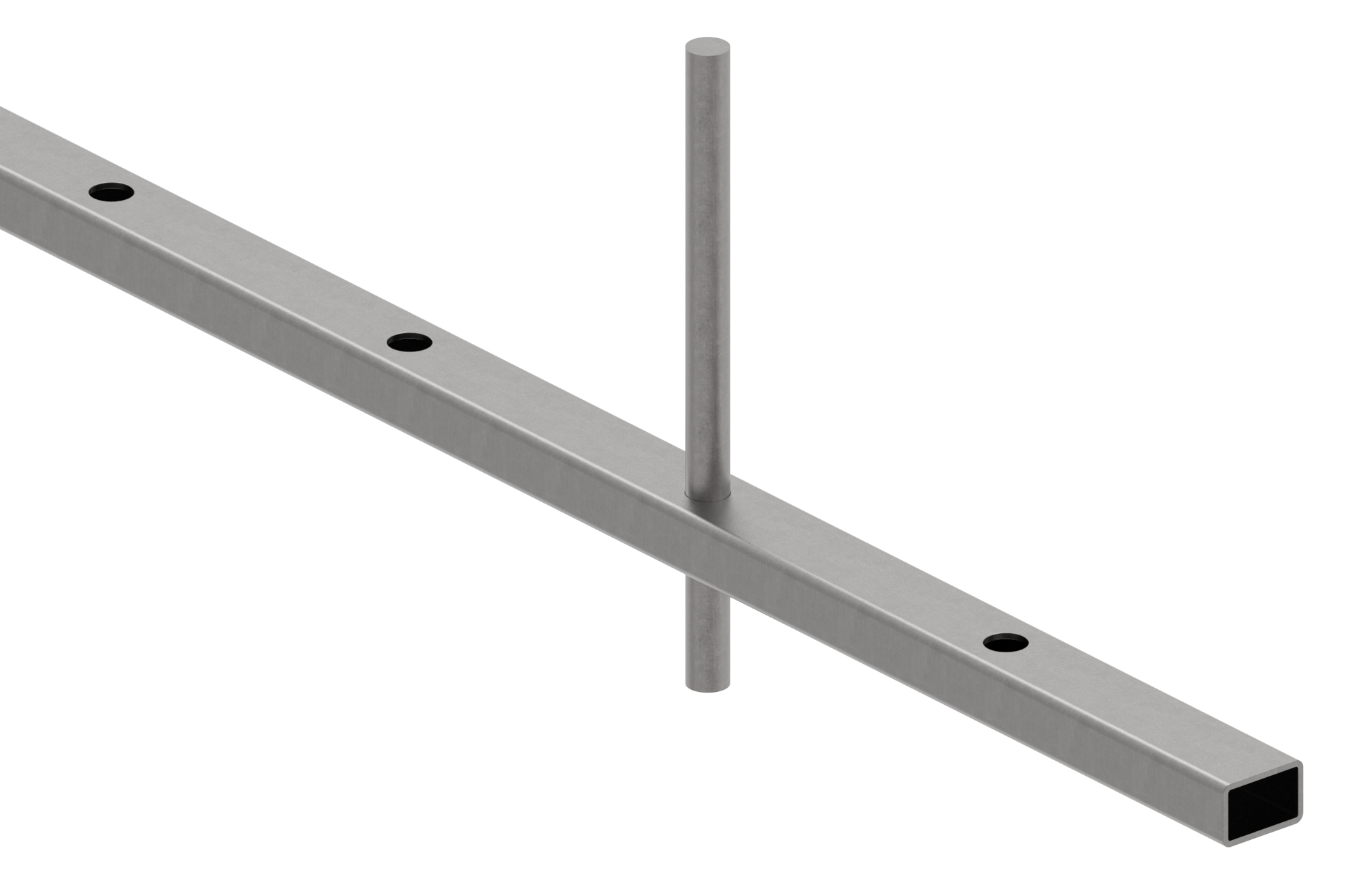 Rechteckrohr 30x20x2mm, Löcher für Ø 12mm mit Abstand Mitte-Mitte 132mm, L: 3000mm