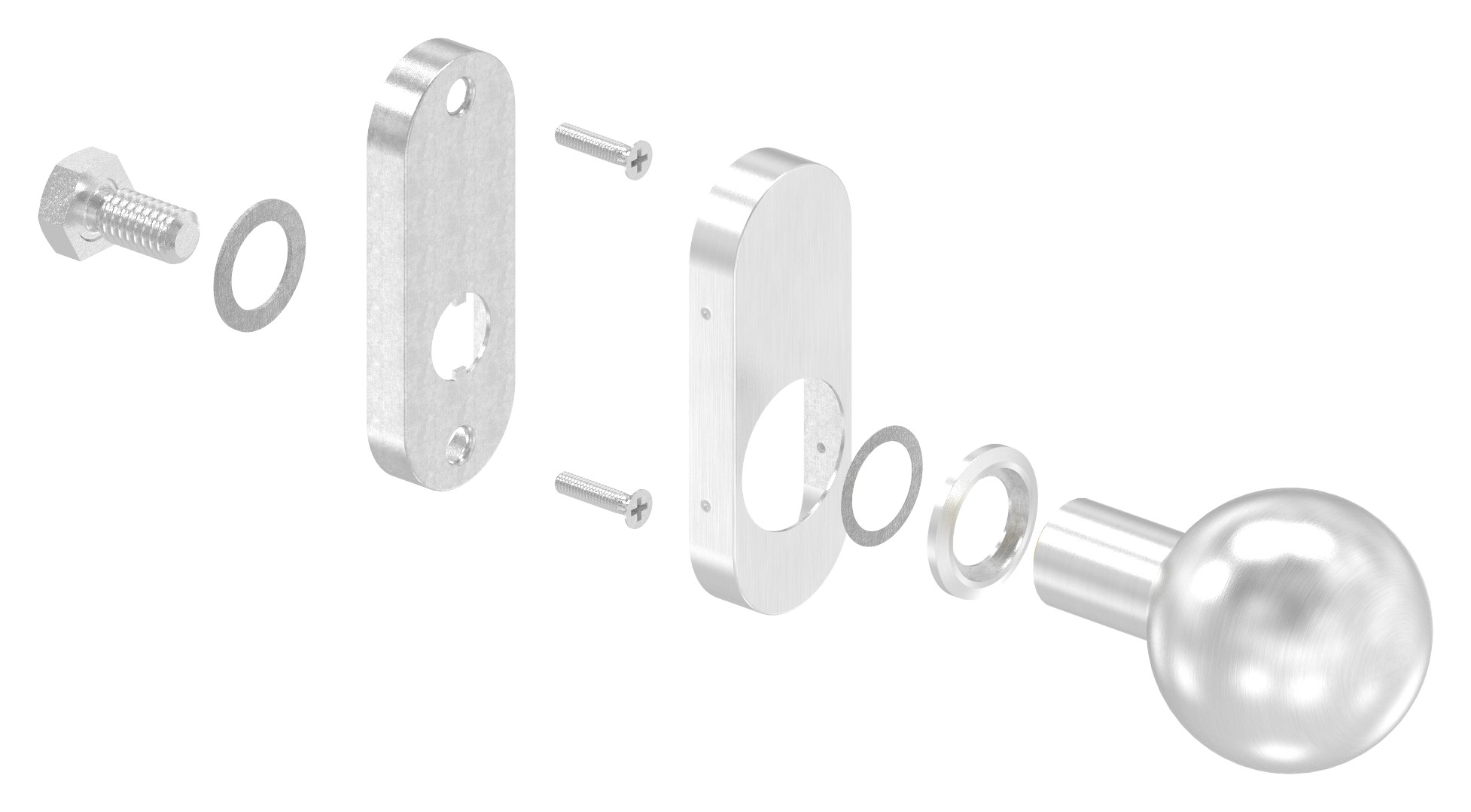 Drückerknopf, Ø 50mm, fest, V2A Drückerknopf, Ø 50mm, fest, V2A