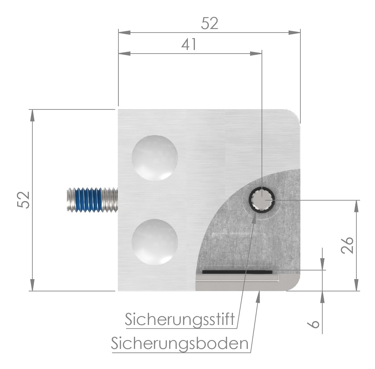 Glasklemme Mod. 14, Anschluss: 48,3mm, Zink roh