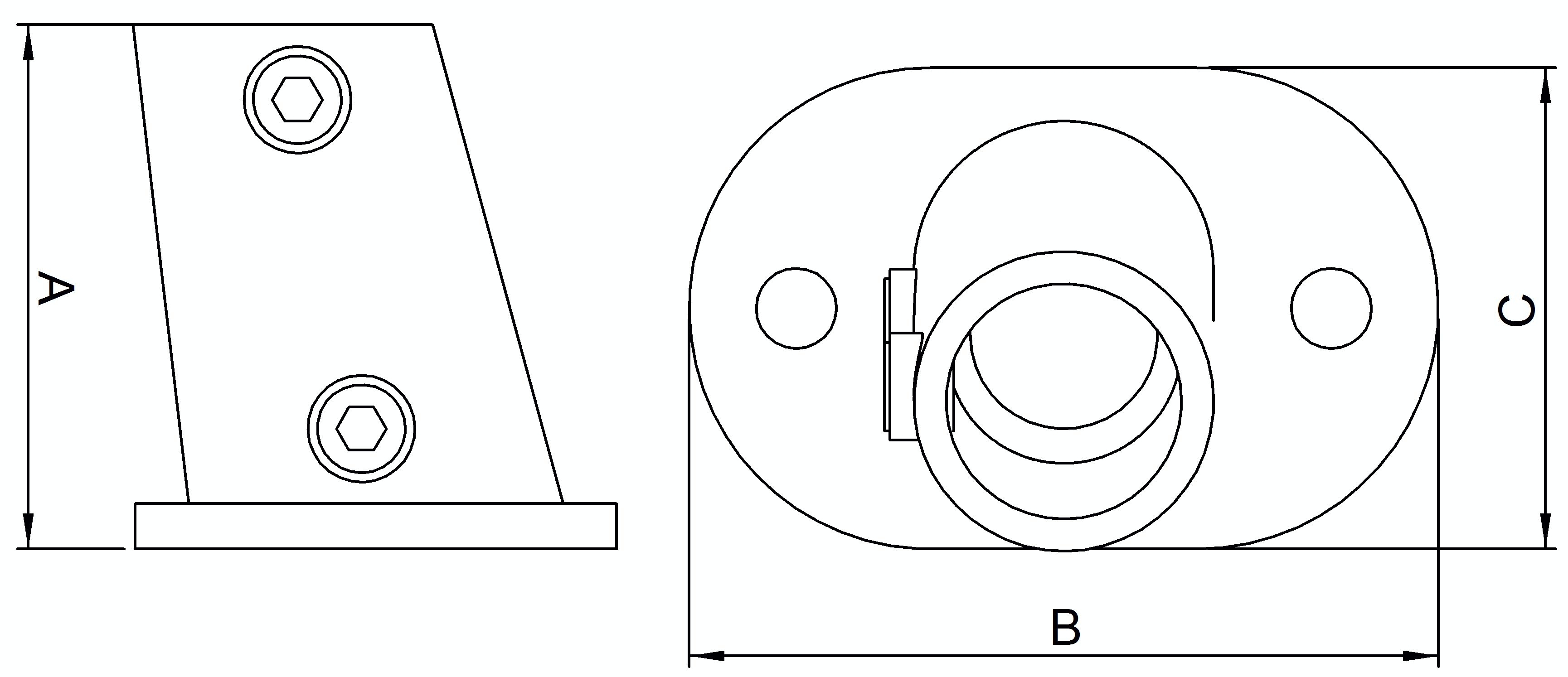 Fußplatte variabel mit 2 Bohrungen, für Rohr Ø 33,7mm