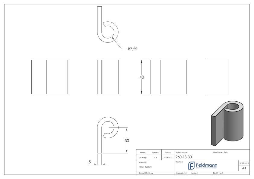 Anschweißband für Ø 13mm, L: 30mm