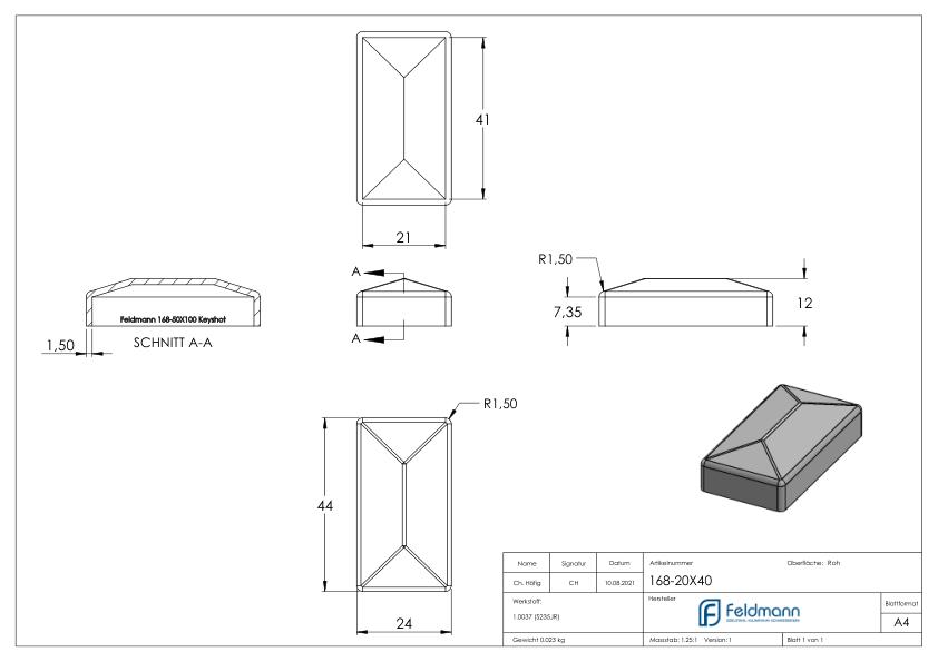 Pfeilerbedecker 20x40mm
