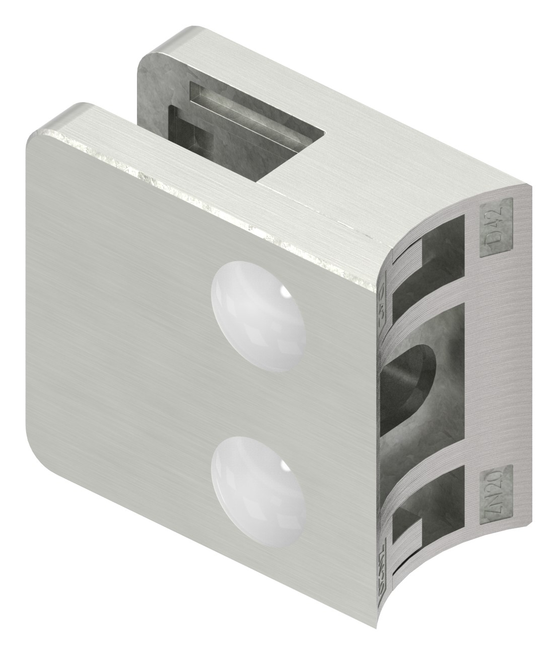 Glasklemme Mod. 31, Anschluss: 42,4mm, VA-Effekt Glasklemme Mod. 31, Anschluss: 42,4mm, VA-Effekt