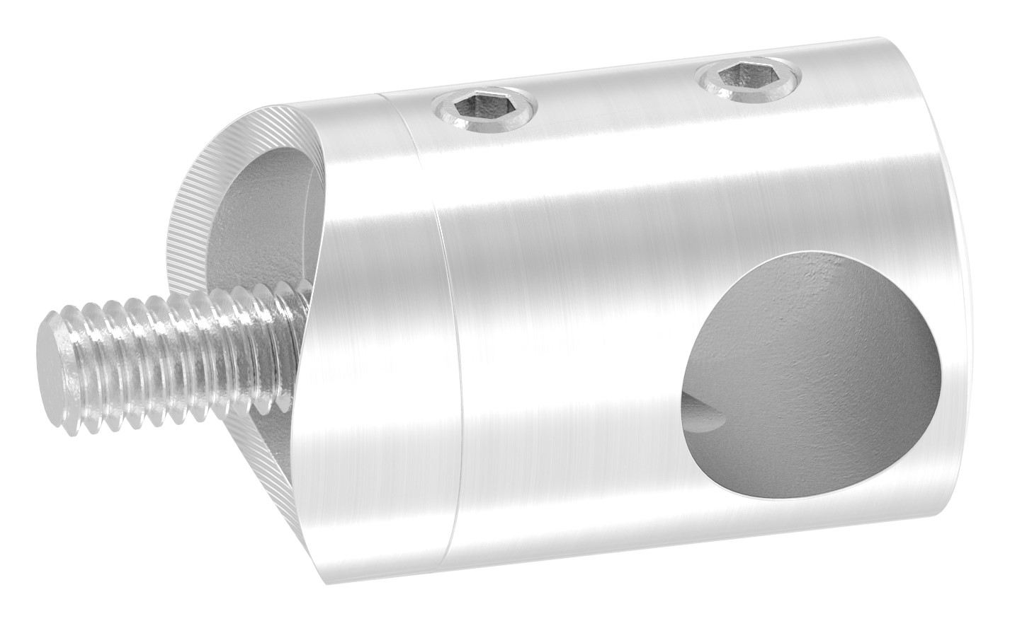 Querstabhalter für 33,7mm Rohr, Sackloch rechts 12,2mm, V2A