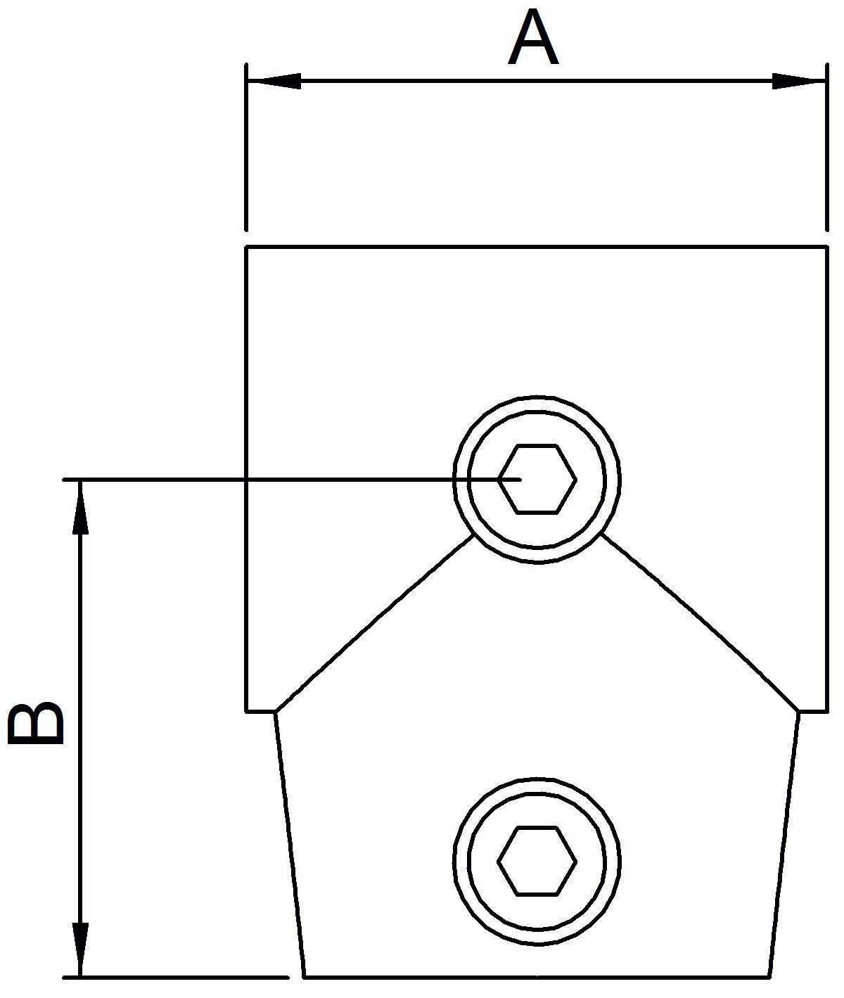 T-Stück kurz, schräg, variabel, für Rohr Ø 33,7mm
