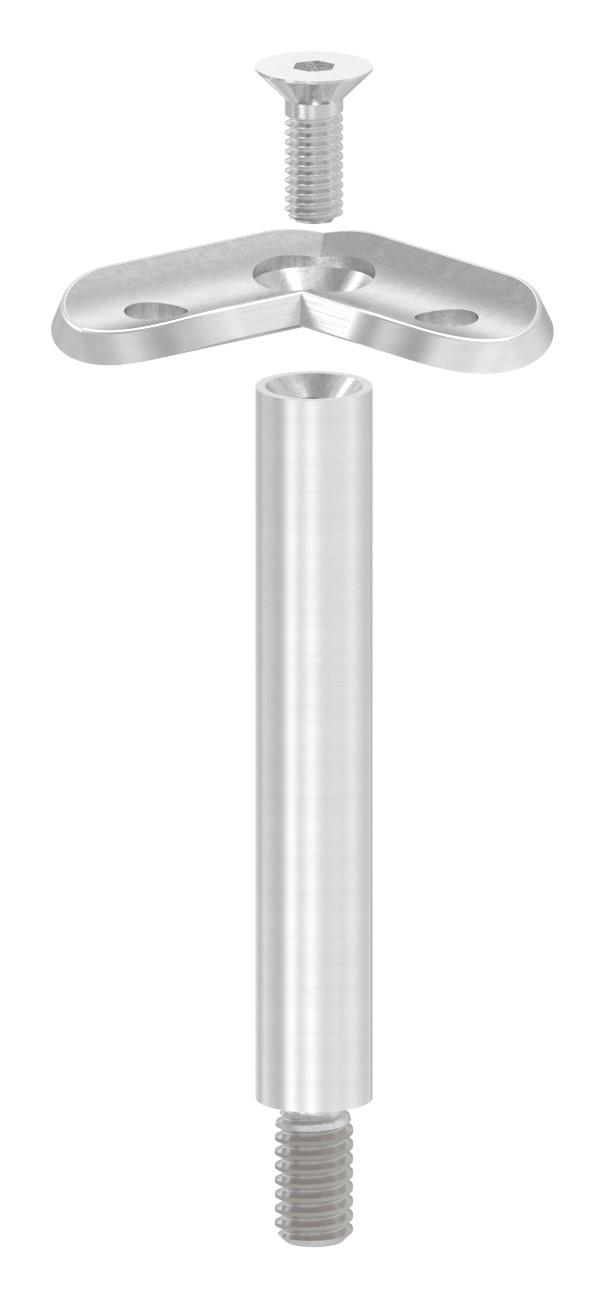 Stift Ø 12mm mit 90° Handlaufanschlussplatte für Rohr 42,4mm, V2A