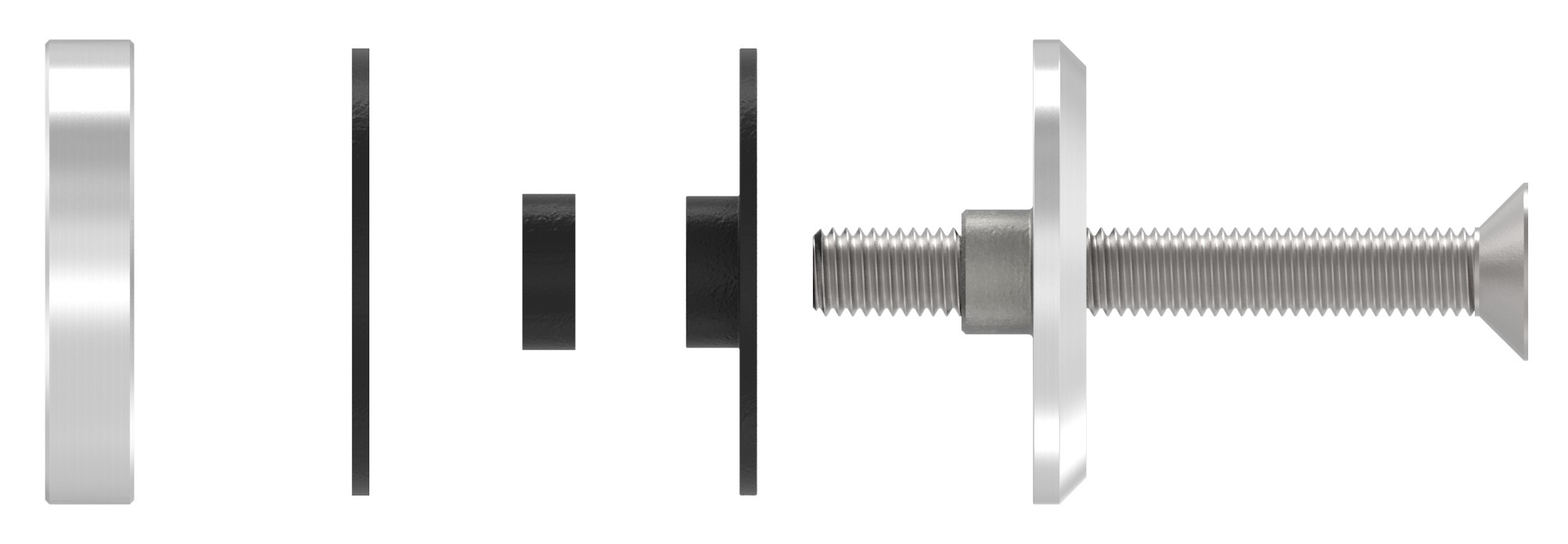Glaspunkthalter 52mm, flach, mit Schraube, V2A