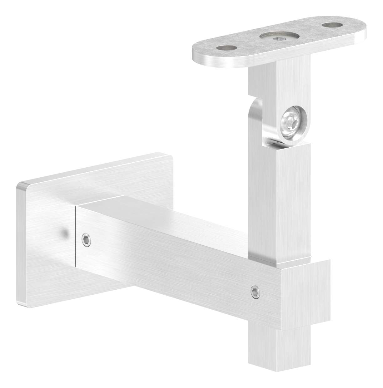 Handlaufhalter eckig mit gerader Handlaufanschlussplatte, V2A