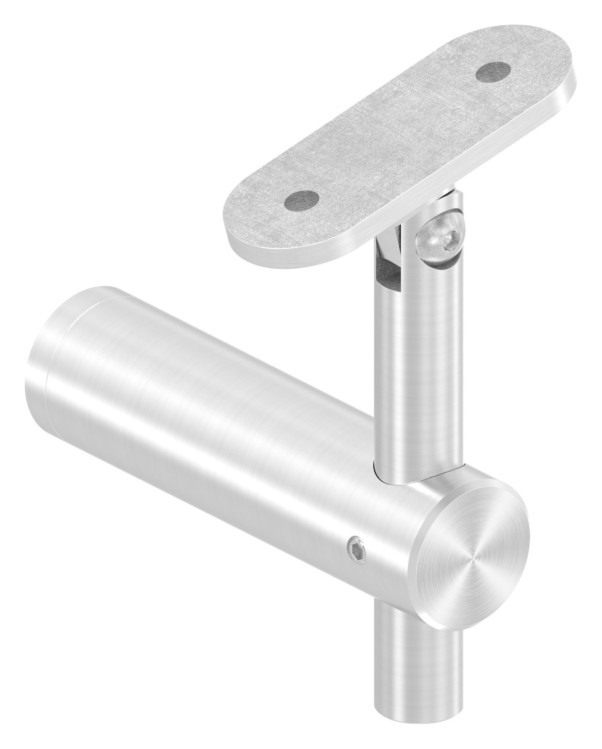 Handlaufhalter mit Gelenk, Handlaufanschlussplatte flach, V2A