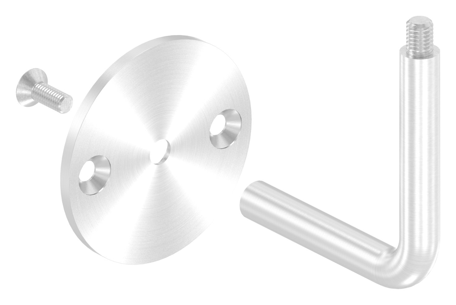 Handlaufhalter mit oben Außengewinde M8 (Ronde und Bügel verschraubt), V2A