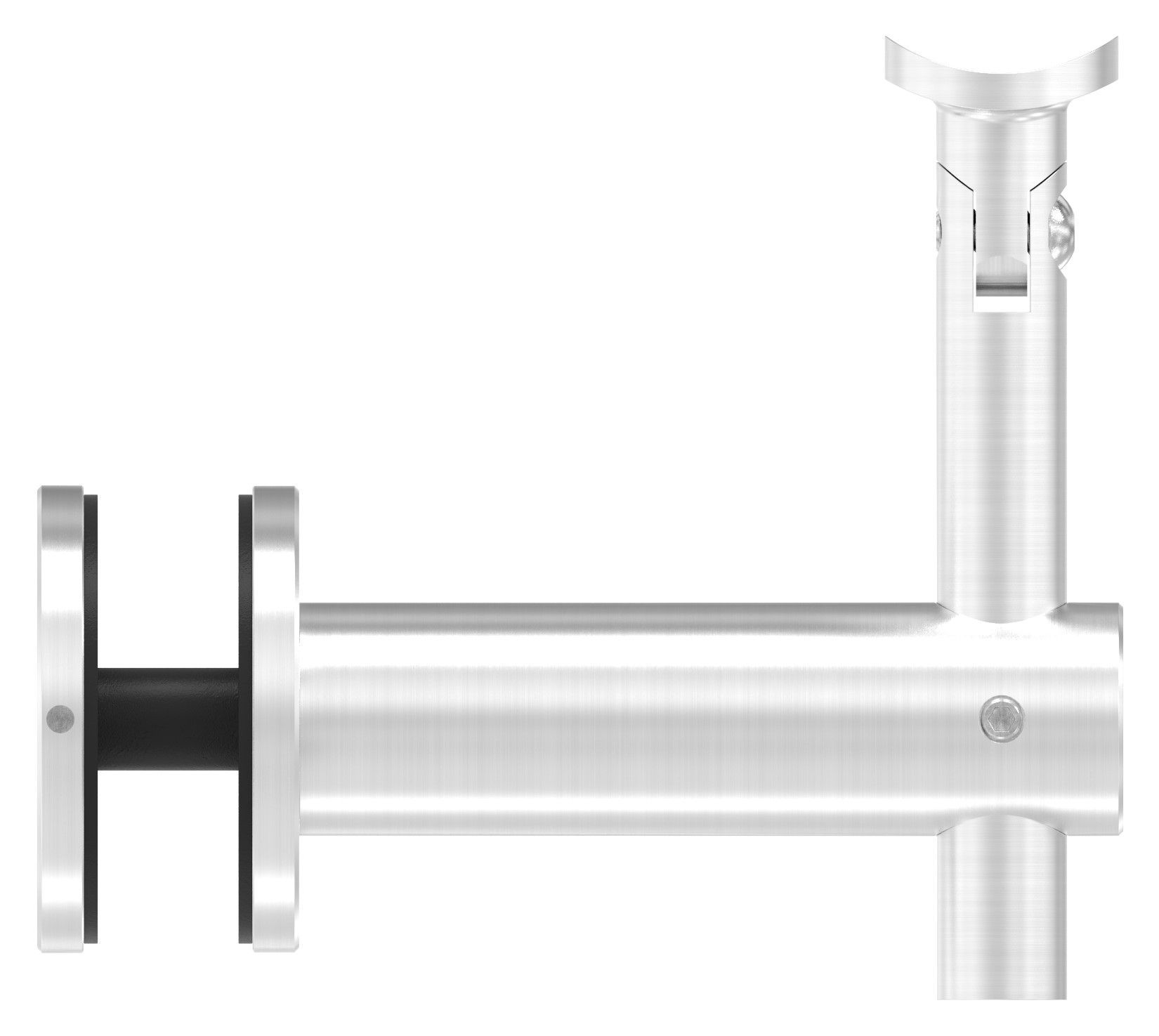 Handlaufhalter f. Glas, Gelenk, Handlaufanschlussplatte 42,4mm, V2A