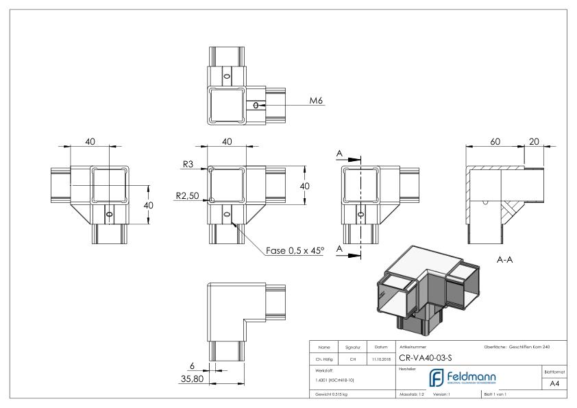 CORNECT Ecke 90° mit Abgang Set CORNECT Ecke 90° mit Abgang Set