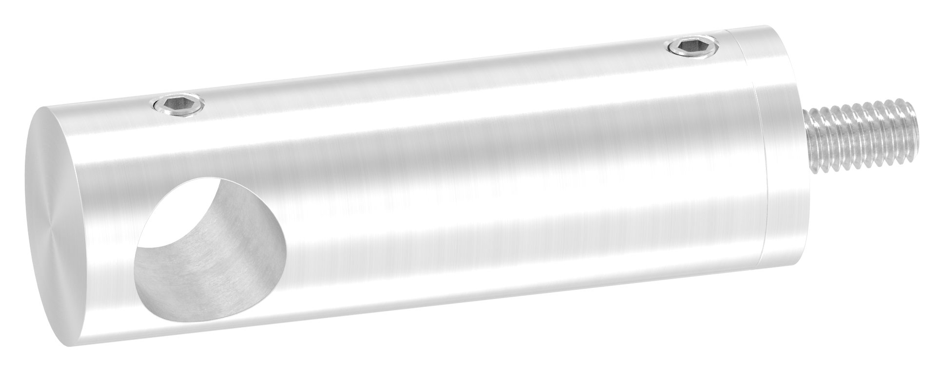 Querstabhalter verlängert, mit Durchgangsbohrung für geraden Anschluss, 14,2mm Bohrung, V2A