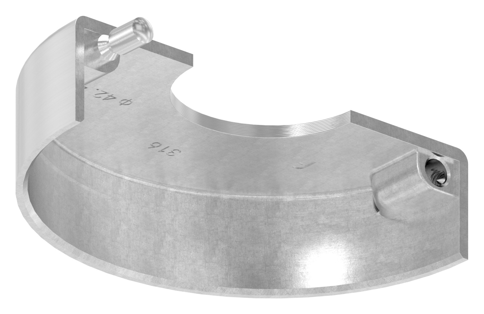 Abdeckrosette 105x25mm, Bohrung 43mm, zweiteilig, V2A