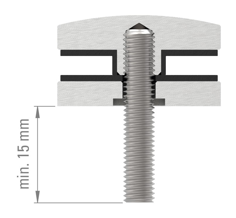 Oberteil für 52mm Glaspunkthalter, V2A