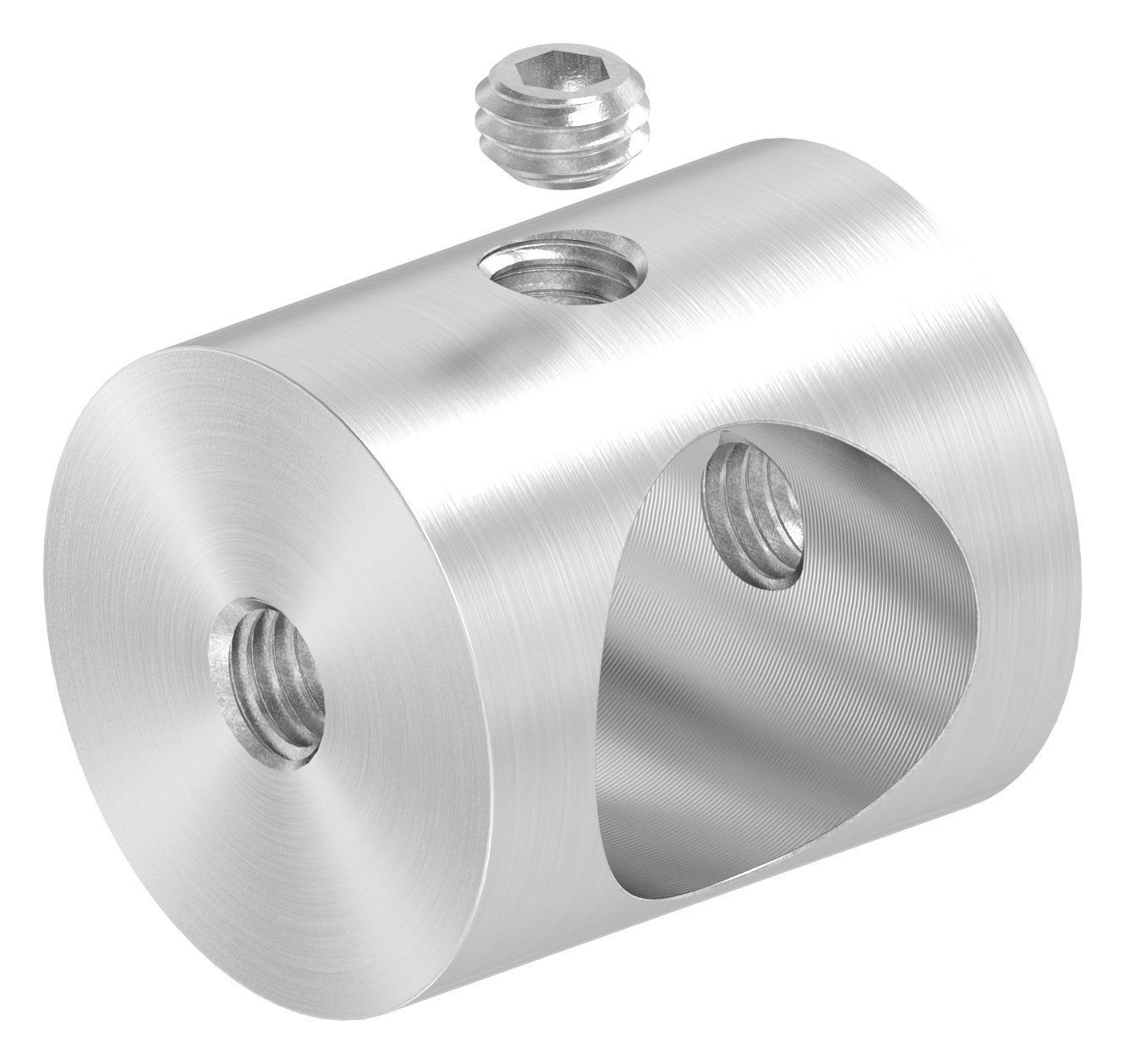 Querstabhalter (Montage zwischen zwei Flacheisen) mit 14,2mm Bohrung, V2A