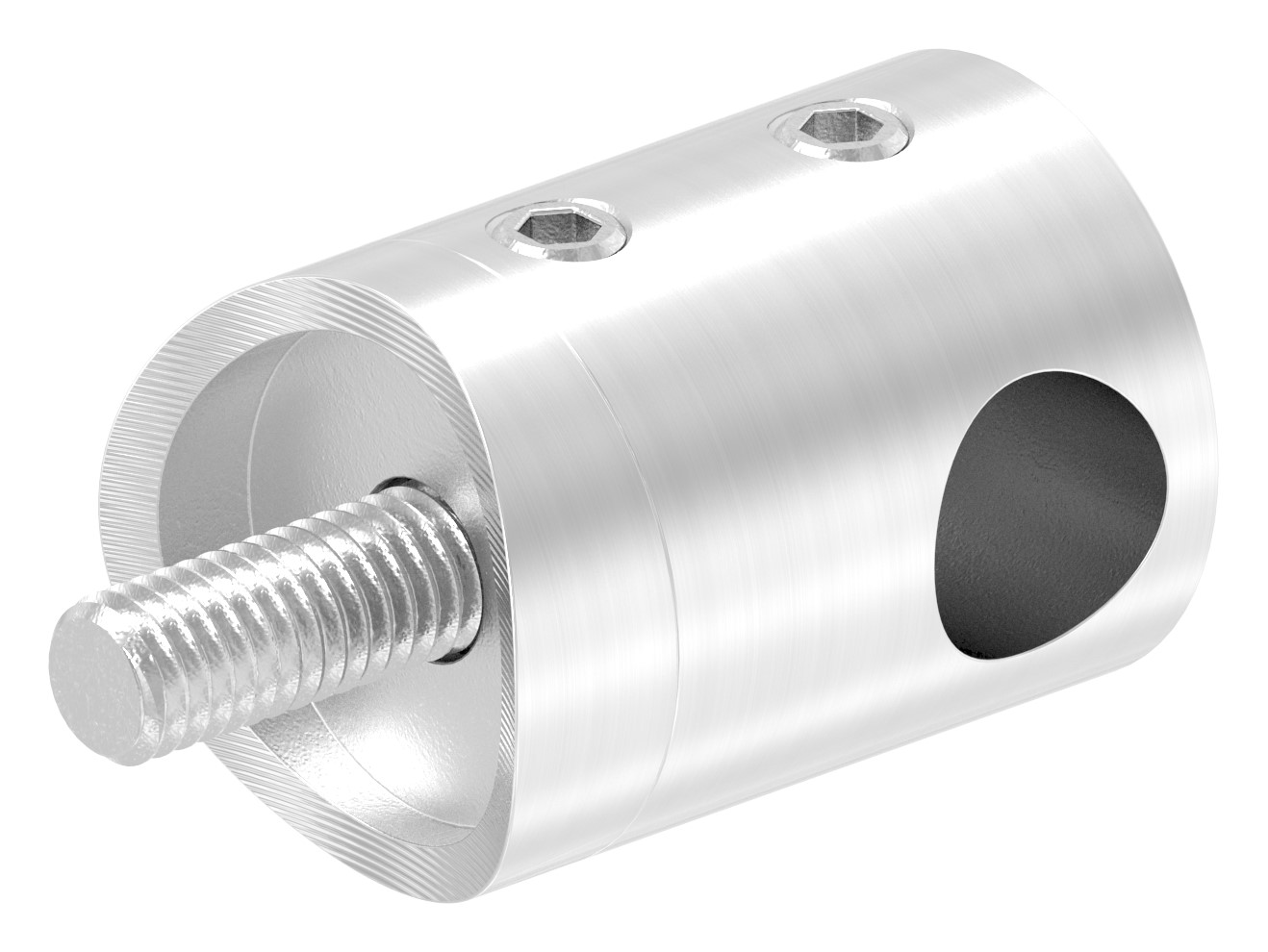 Querstab-Endhalter f. 42,4mm Rohr m. Sackloch rechts 10,2mm, V2A