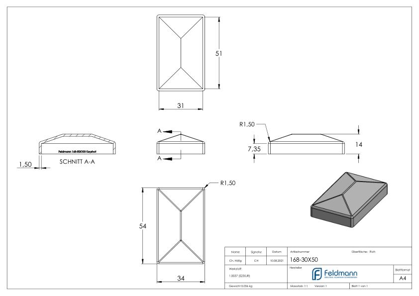 Pfeilerbedecker 30x50mm